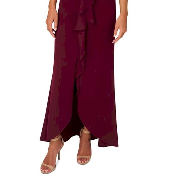 Adrianna Papell Women's Flutter-Sleeve Crepe Ruffled Gown Size 4 NEW NWT - Picture 9 of 15